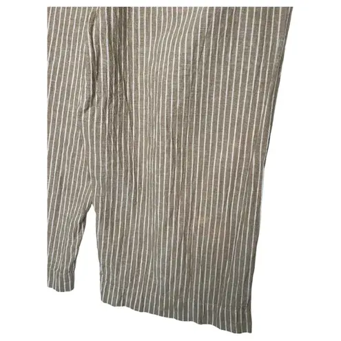 Beach Lunch Lounge Pants Womens XL Linen Margot Pull On Striped Cropped Brown