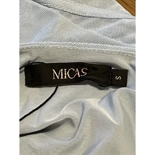 Micas Women’s Blue Runched Mini Dress Size Small NWT Party Luxury