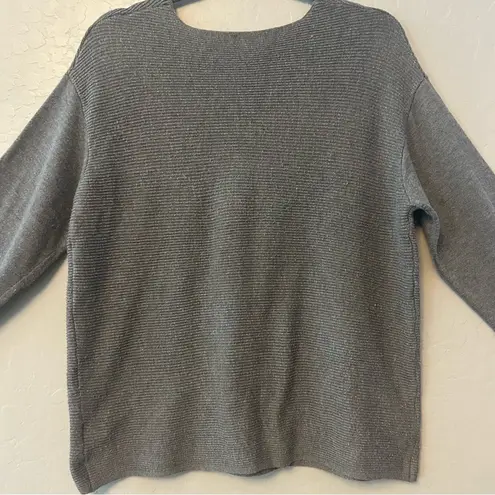 Ella Moss charcoal gray v-neck ribbed pullover sweater size large