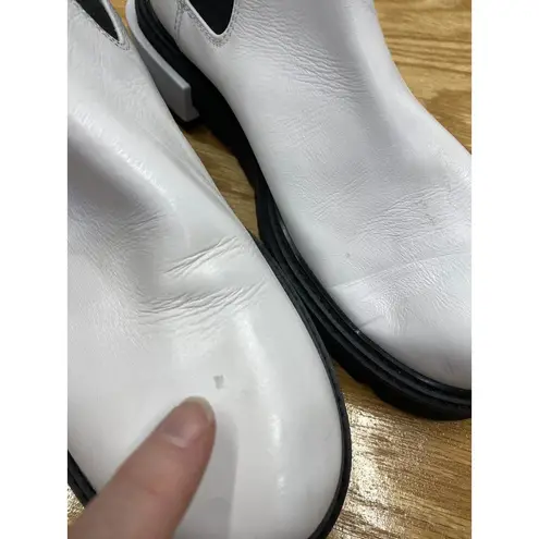 Frame Luxe Moda Chelsea Ankle Boots Women's 6.5 White Mid-Calf Round Toe S44