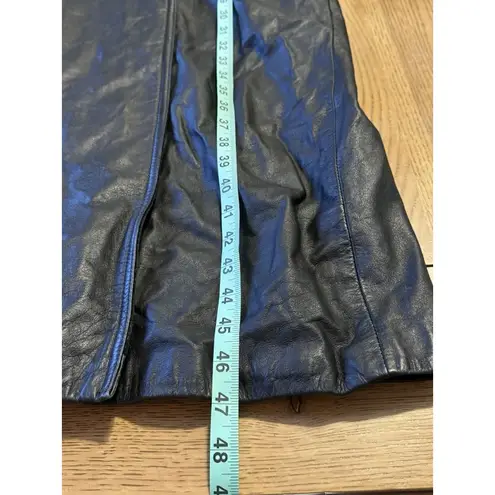 Vintage Pelle Studio Black Leather Trench Coat Full Length Long Duster Jacket