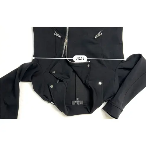 Lulus  Motorcycle Black Rayon Jacket Retro Exposed Zippers XS 60s‎ Bikercore - Image 5