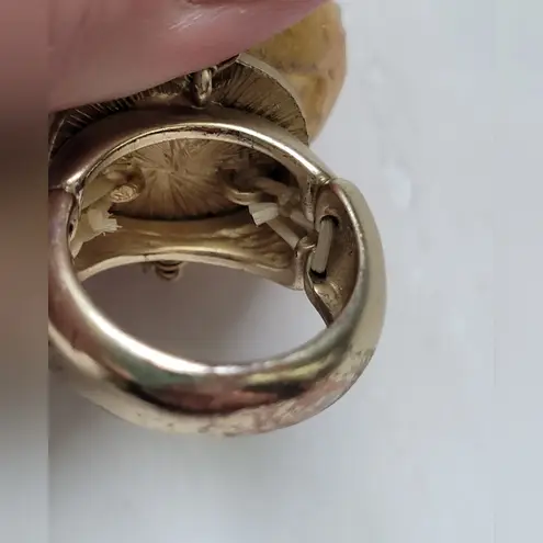 Vintage Agate Gold Tone Copper Adjustable Ring 6