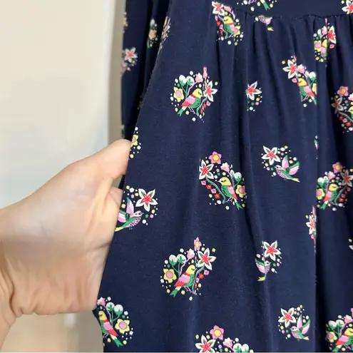 Boden Clara Jersey Knit Ruffle Floral Patterned Long Sleeve Mini Dress Size 4 Blue