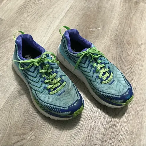 Hoka  One One W Clifton 4 Tennis Shoes Womens 7.5 Blue Green