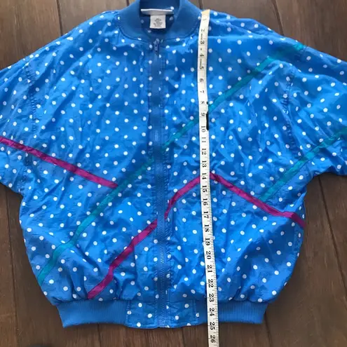 Vintage 90s Aviat Sportif France Blue Polka Dot Windbreaker Jacket XL