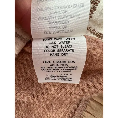 Altard State Women's Brown Knit Sweater Top Lace Bow Details Size M Size M