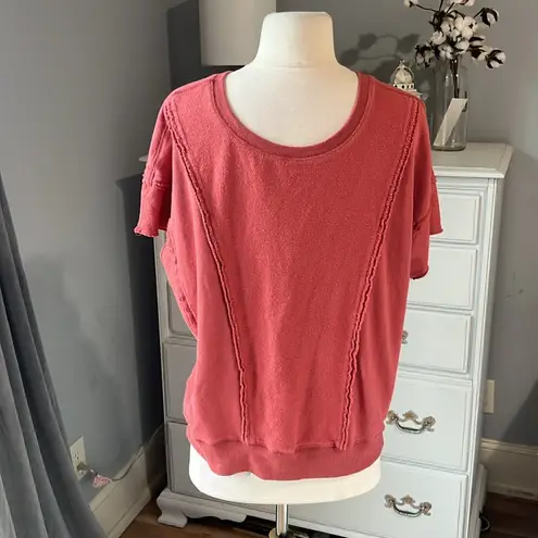 ee:some Trendy Cotton Top  Roomy Salmon Rust Womens Large