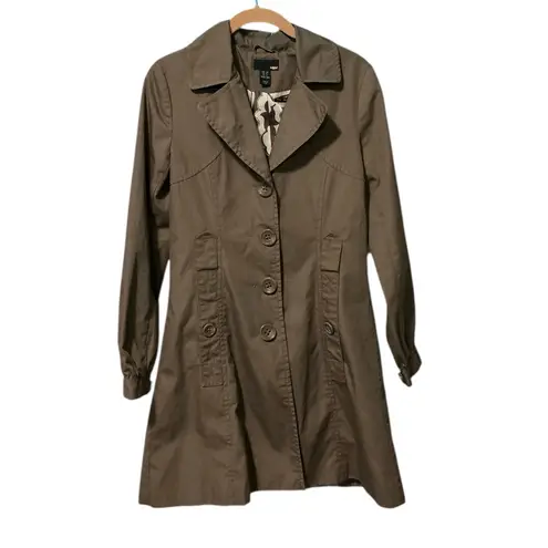 H&M  A-Line Trench Coat 4 17” p2p Dark Taupe EUC - Image 2