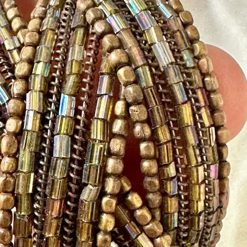Beaded wrap open cuff bracelet