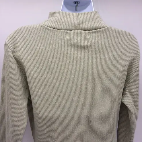 Carolyn Taylor Essentials Beige Mock Turtleneck Sweater with Metallic Threads-L