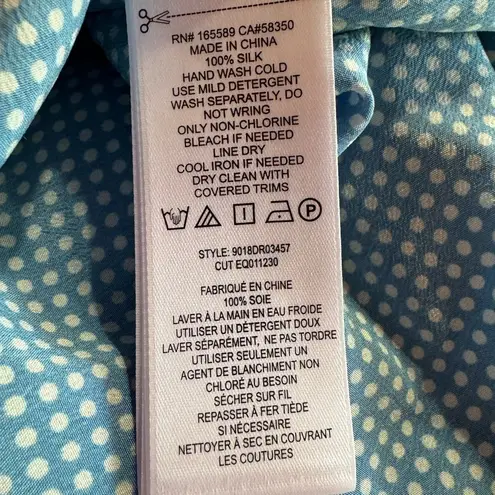 Equipment Maovesa Polka Dot Drop Waist Silk Wrap Dress in Mediterranean Blue New