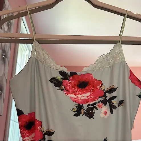 Chicme Spaghetti strap, feminine, romantic form fitting midi floral dress mint S Blue