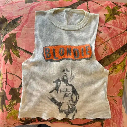 Blondie Nites blondie vintage print y2k waffle knit muscle tank crop top