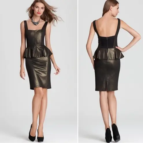 Alice + Olivia  Dahlia Metallic Peplum Mini Bodycon Tank Dress Size 6