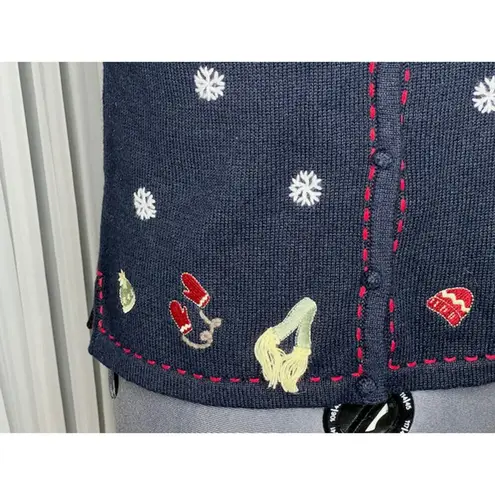 Christopher & Banks Christmas winter sweater vest snowflake mitten hat scarf