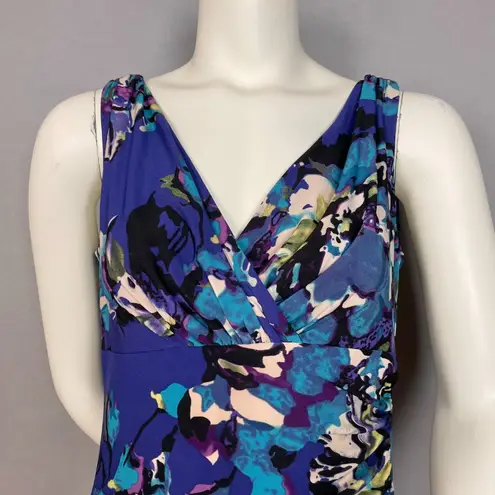 American Living Dress Ruched Waist Abstract Pattern Stretch Fabric V-Neck Size 8