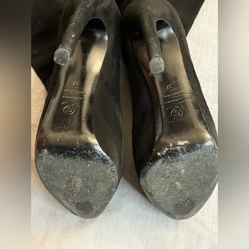 Alexander McQueen Black Suede Knee High Boots