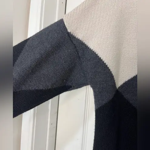 Haute Hippie Merino Wool ARGYLE CARDIGAN SWEATER Long Line Sz L