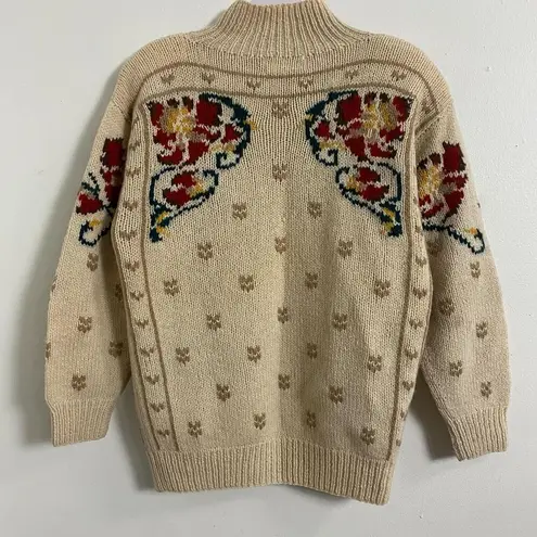 J. Christopher Knit Cardigan Sweater Button Down Women's Size L Biege High Neck Size L