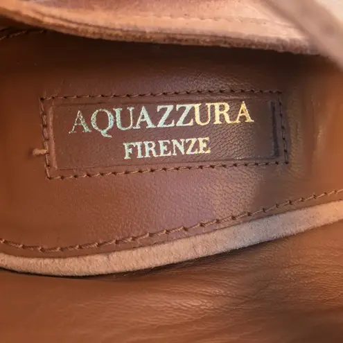 36.5 Aquazzura Christy women’s lace-up beige suede wedges sandal size IT US 6.5