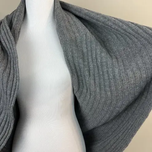 Garnet Hill Cardigan Sweater Small S/M Gray Open Front Ribbed Long Sleeve Knit