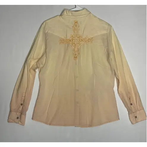 North River western button down with cross size medium Tan