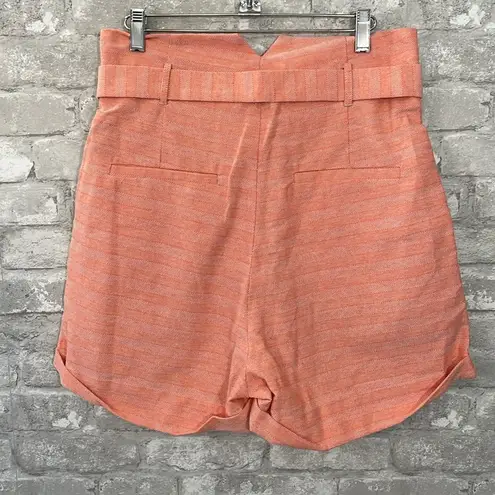 Line and Dot Orange High Waist Linen Zoe Shorts with Belt