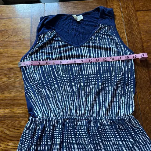 Deletta Anthropologie Janie Jersey Dress Blue Motif White Women’s Medium