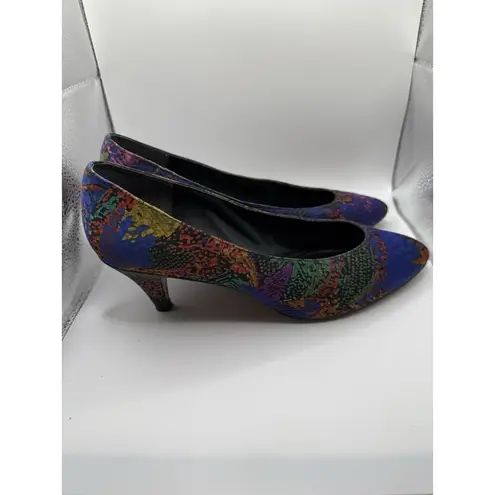 Life Stride Vintage Abstract Paint Splatter Almond Toe Pumps Women's Size 9