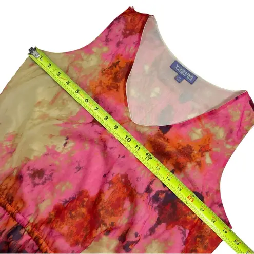 Vivienne Tam Pink Floral Tie Dye Watercolor Elastic Waist Sleeveless Mini Dress