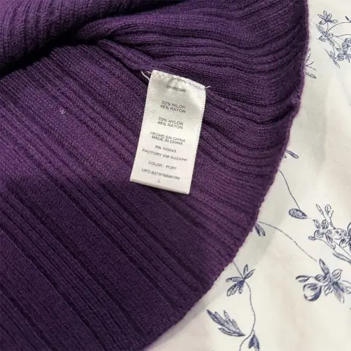 Daisy Fuentes Women's Purple Ribbed Long Sleeve Midi Dress Size L