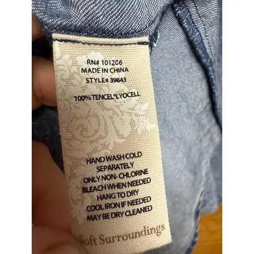 Soft Surroundings Tencel Chambray Dress with Sash Sz. PXS