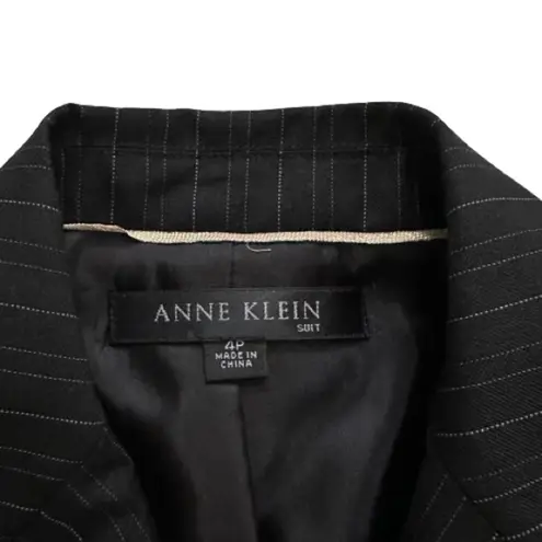 Anne Klein  Suit Black Pinstripe 2 Button Closure Career Blazer Jacket Size 4P