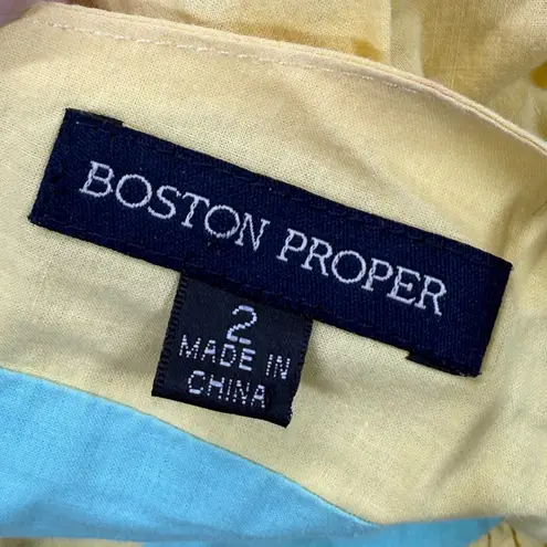 Boston Proper Embroidered Dress Beaded Cotton Sundress Yellow Summer Size 2
