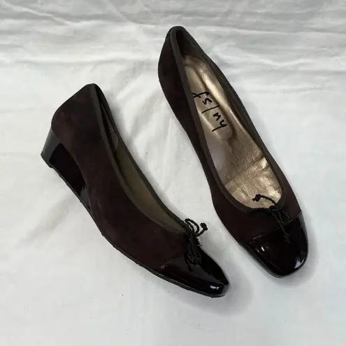 Fs / Ny Womens Brown Suede Cap Toe Wedge Shoes Size 9.5 Made In Spain