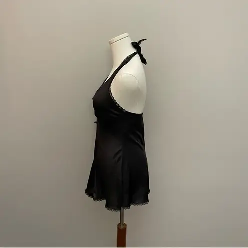 Vintage Nighty Lingerie Floral Silky Lace Halter Neck Shorts Black Y2K 90’s