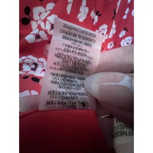 Karl Lagerfeld Floral-Print Pleated A-Line Skirt Size 10 Red