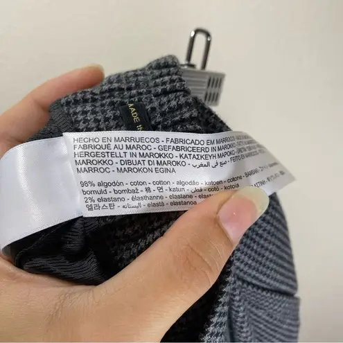 Massimo Dutti Straight Leg Houndstooth Pull-On Trouser Pants Grey/Black Sz 4
