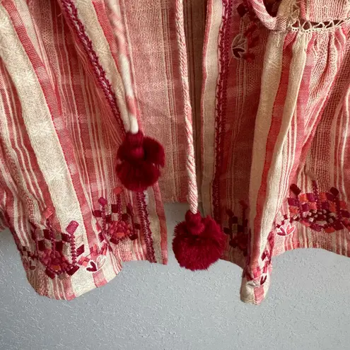 NWT Seen and Be Seen Red Cream Stripe Open Cardigan Blouse Womens S