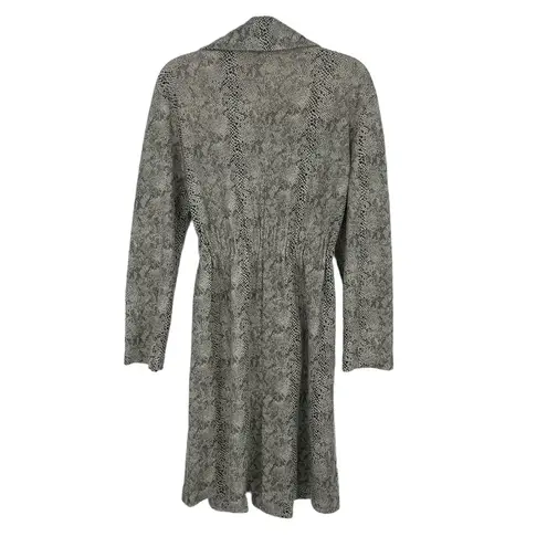 Alice Blue Womens Knee Length Belted Notched Lapel Python Belted Trench Coat S