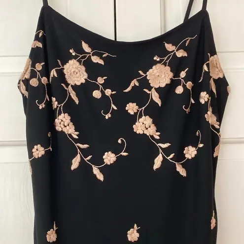 Henri Bendel Frivole Couture Maxi Rosebud Embroidered 90s Y2K Maxi Fairy Grunge