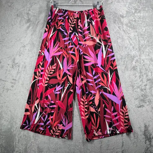 Bob Mackie Wearable Art Pants Women S Wide Leg Palazzo Tropical Leaf Bold Cruise