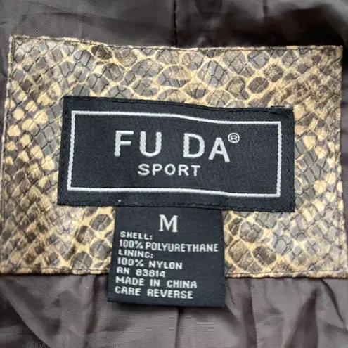 Vintage Fu Da Sport Cropped Faux Snakeskin Jacket Brown Size M