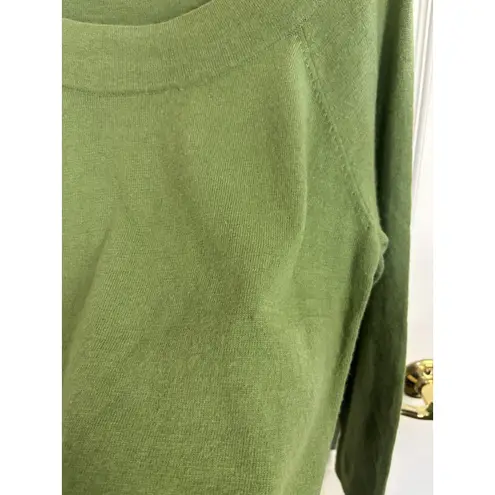 Carole Little Angora Wool Blend Wide Neck Pullover Sweater Size XL Cozy FLAWS Green