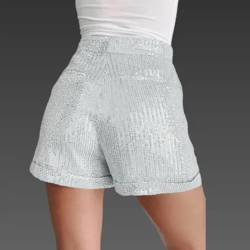 NWT Silver Sequin Women's High Rise Shorts
