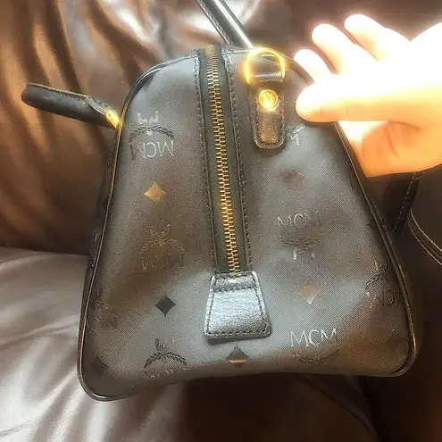 MCM VINTAGE Black Visetos Boston Top Handle Hand Bag MADE IN GERMANY