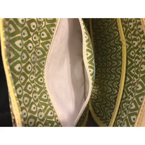 Fossil  KeyPer Messenger Bag Floral Print Yellow Green Brown Canvas