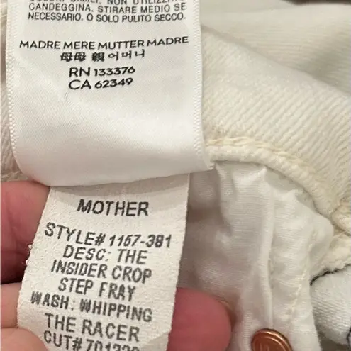 Mother White The Insider Track Stripe Crop Flare Jeans Whipping The Racer Sz 28