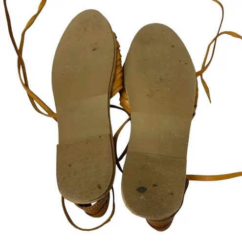 Erika Vintage Huarrache Women's Woven Leather Sandals Lace Up Flats Shoes 9